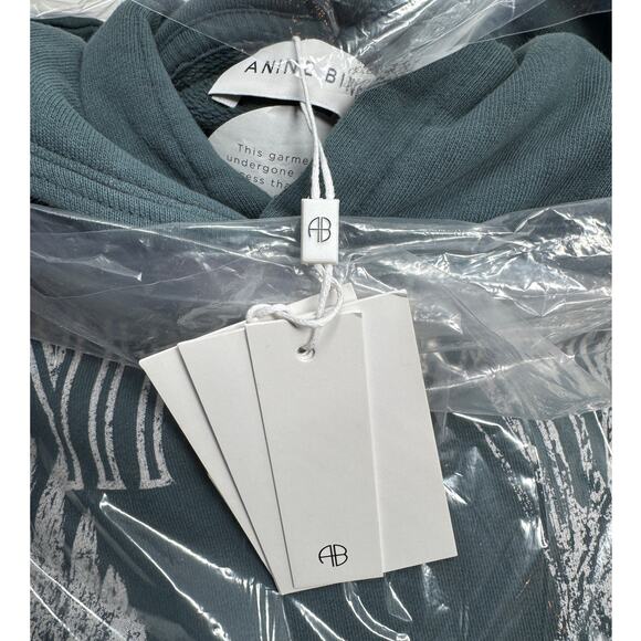 NWT Anine Bing Ash Hoodie Eagle - Faded Emerald Green Size XS - Picture 7 of 11